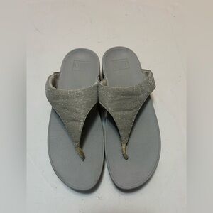 Fitflop Metallic Gray Flip Flops